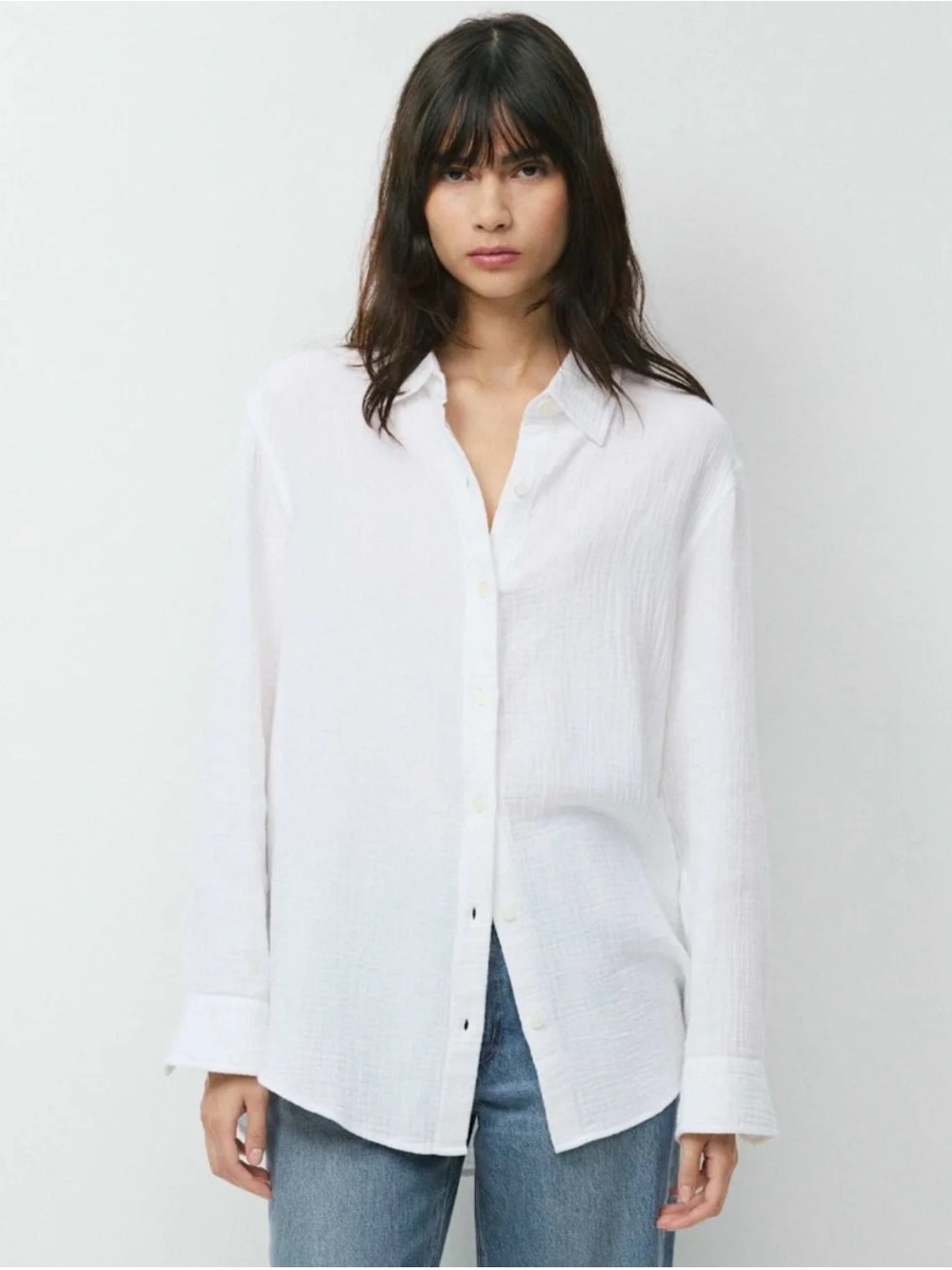 Aritzia Little Moon AirPlush Cotton Sail Shirt Oversized Small